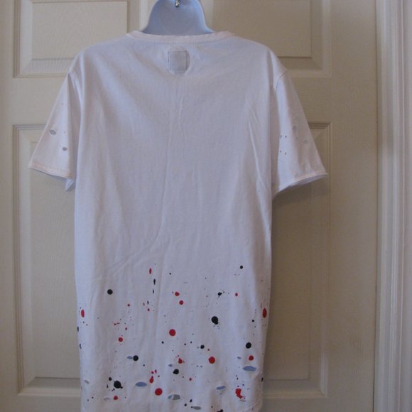 Black Kaviar Tshirt Tee Medium Destroyed Ink Spots Patches White Excellent SALE - Picture 5 of 6